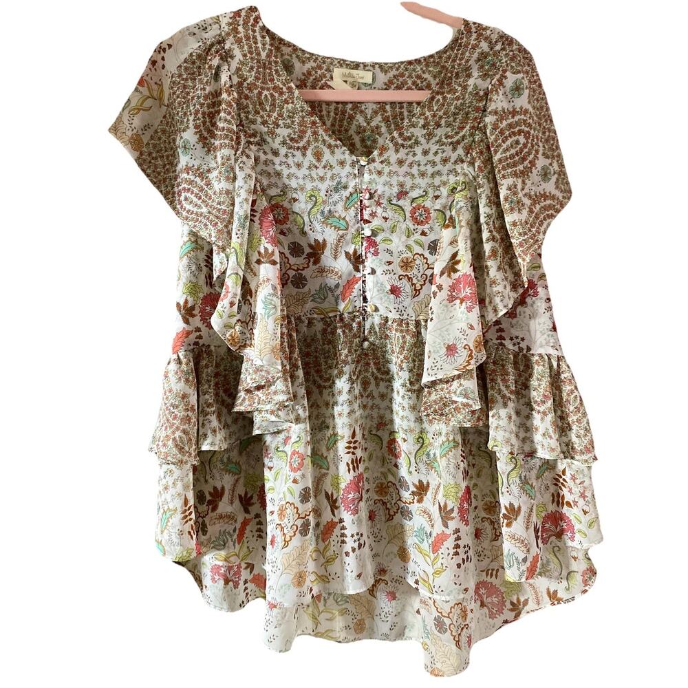 Matilda Jane Blouse Fairy Feminine Floral Print Ruffled Women's Top M